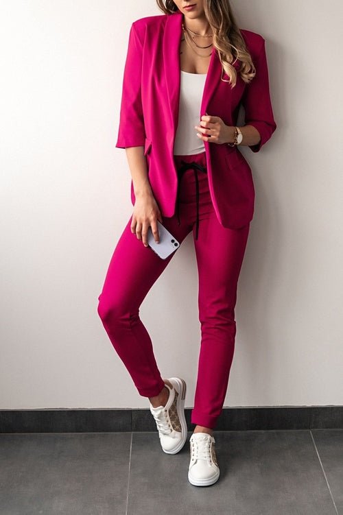 Set pants with blazer with 3/4 sleeves, fuchsia - QIVERA VERASet pants with blazer with 3/4 sleeves, fuchsiaQIVERA VERAéco - responsable