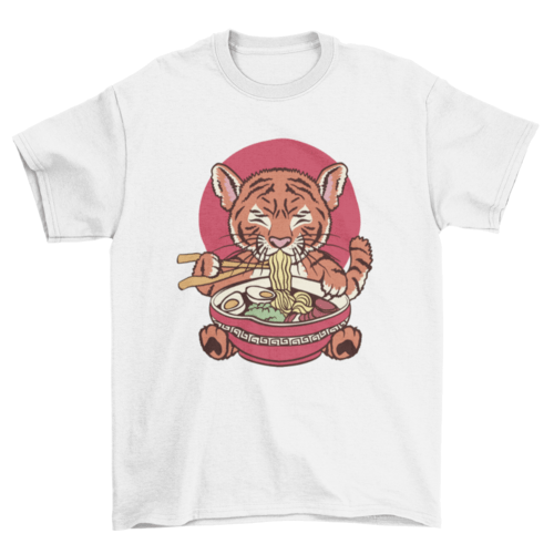 Baby tiger eating ramen food t-shirt - QIVERA VERABaby tiger eating ramen food t-shirtQIVERA VERAéco - responsable