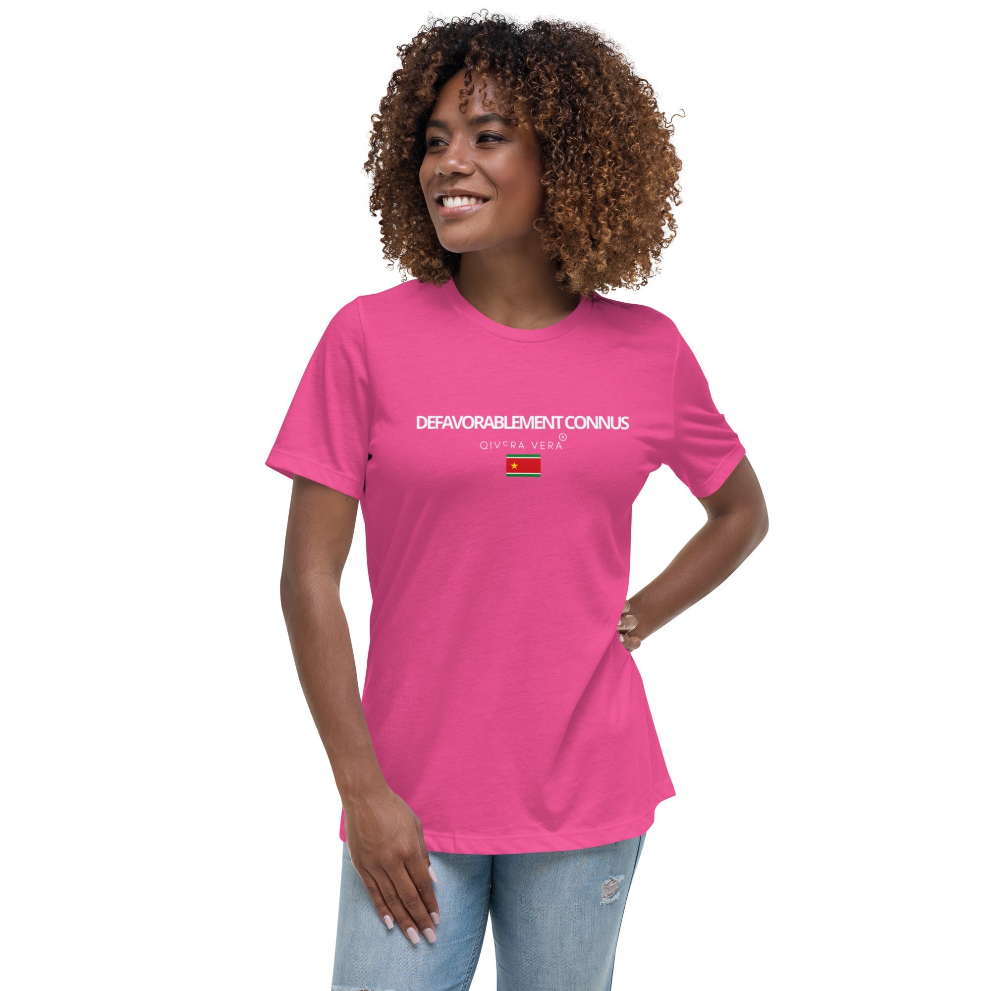 QIVERA VERA - DéfavorablementConnus _Gwada T-shirt Décontracté pour Femme - QIVERA VERAQIVERA VERA - DéfavorablementConnus _Gwada T-shirt Décontracté pour FemmeQIVERA VERAéco - responsable