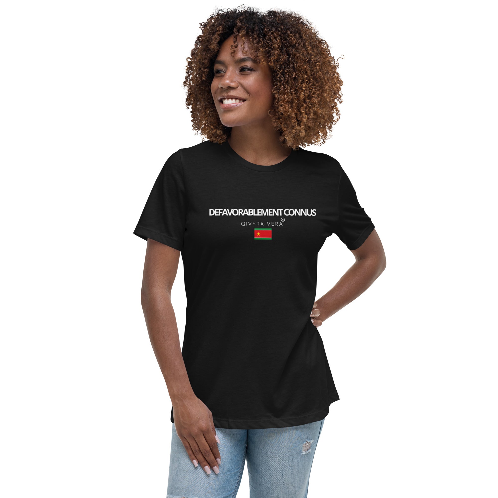 QIVERA VERA - DéfavorablementConnus _Gwada T-shirt Décontracté pour Femme - QIVERA VERAQIVERA VERA - DéfavorablementConnus _Gwada T-shirt Décontracté pour FemmeQIVERA VERAéco - responsable