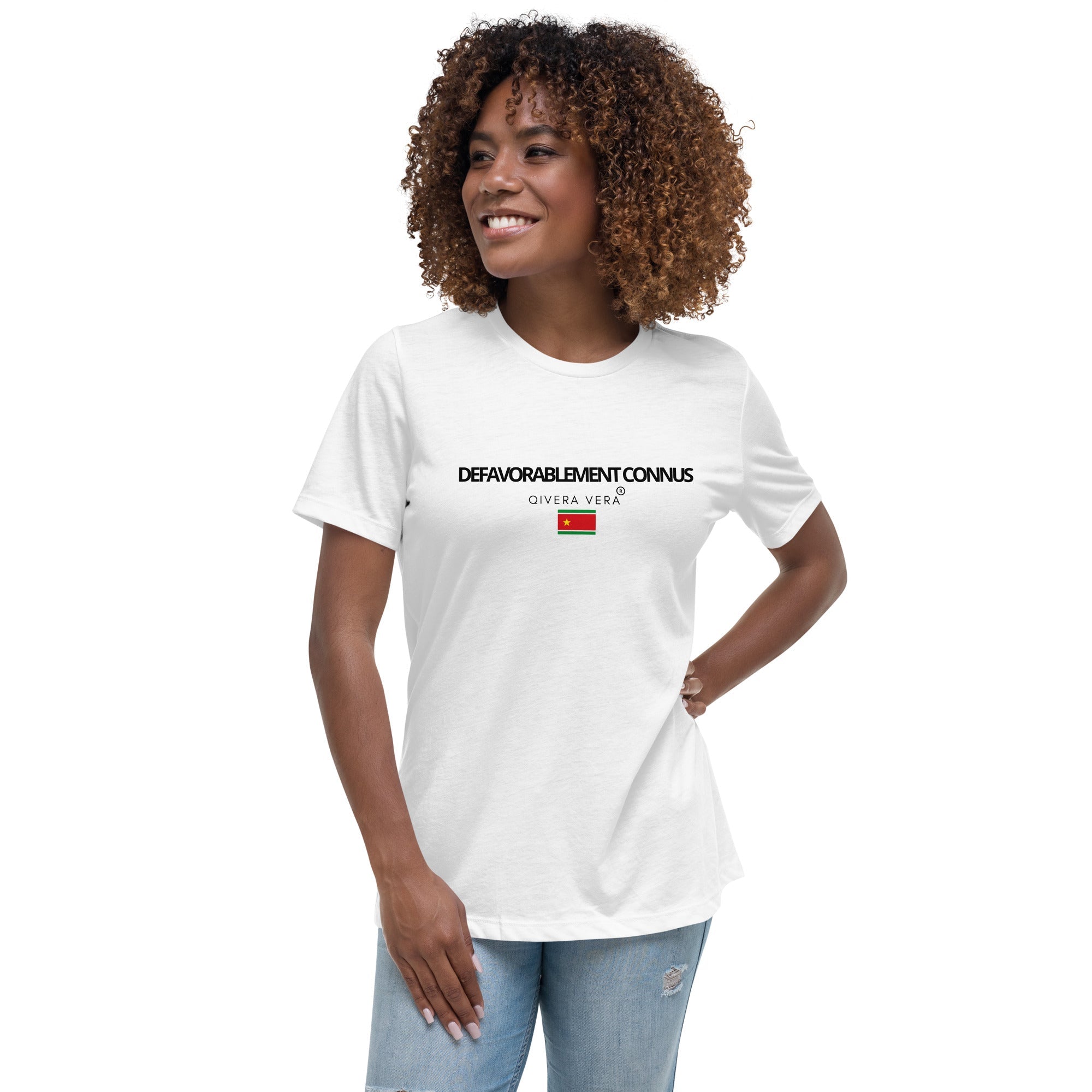 QIVERA VERA - DéfavorablementConnus_ Gwada T-shirt Décontracté pour Femme - QIVERA VERAQIVERA VERA - DéfavorablementConnus_ Gwada T-shirt Décontracté pour FemmeQIVERA VERAéco - responsable